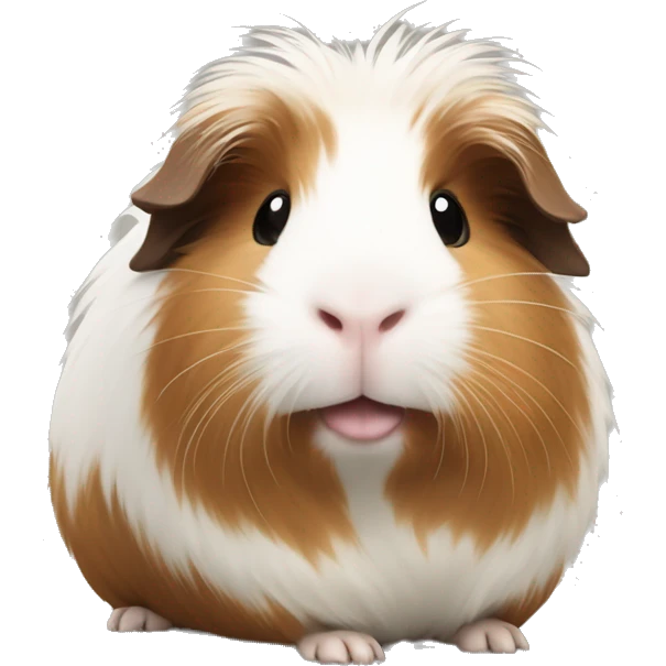 Guinea pig with fluffy hair, colored white and light rustic brown  emoji
