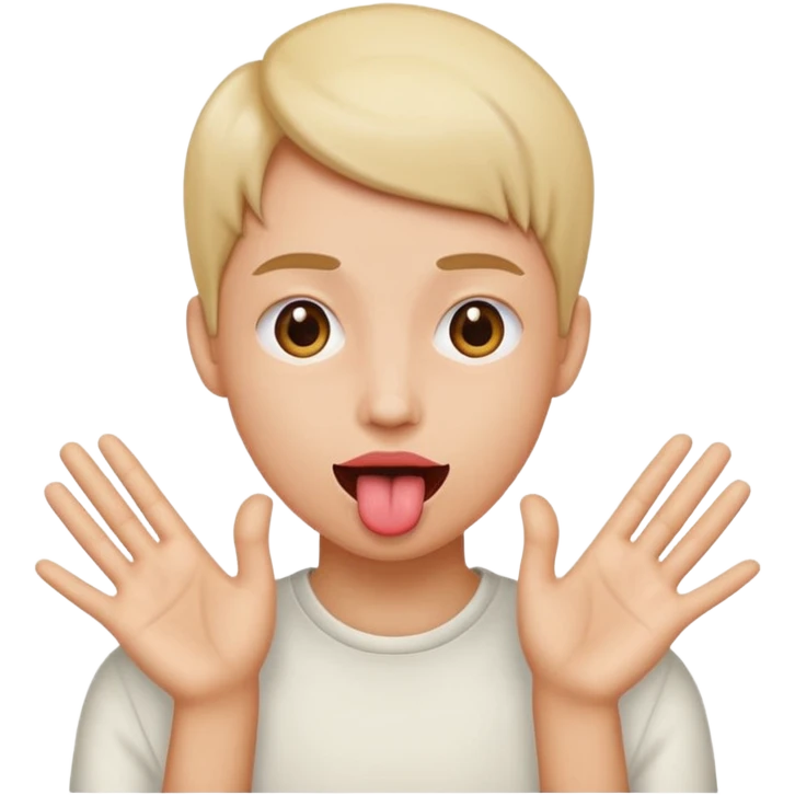 a face with tongue out and hands to the side emoji