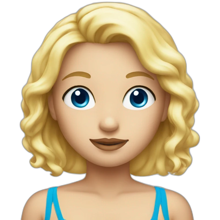 Blonde girl in bikini blue eyes emoji