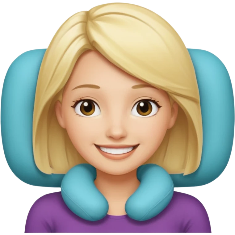blonde woman using travel pillow  emoji