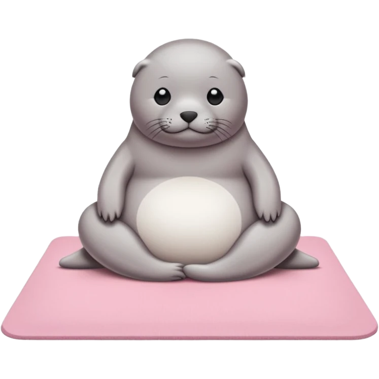 Seal on a light pink yoga mat on the beach emoji