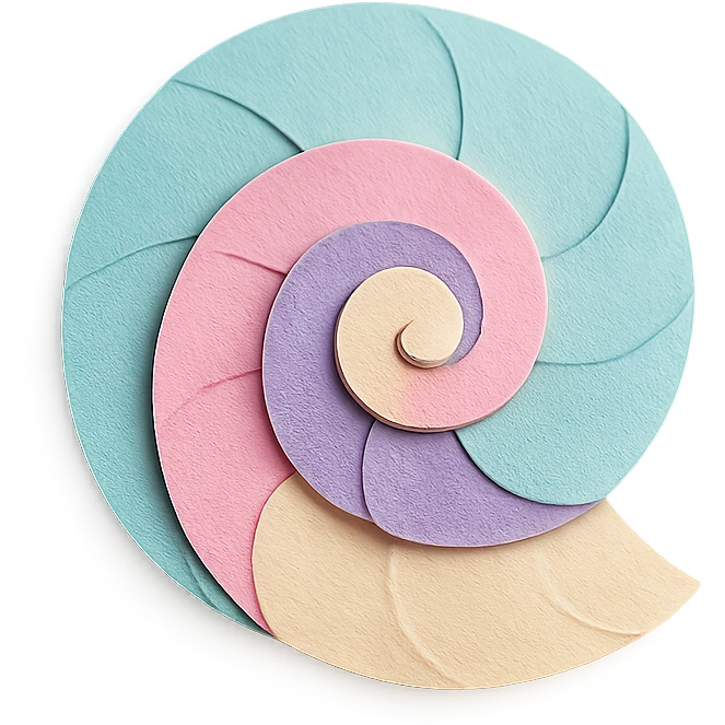 spiral sea shell, soft pastel colors, layered paper effect emoji