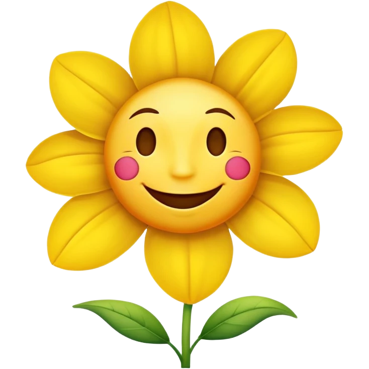 cheerful happy flower with a smiling face emoji