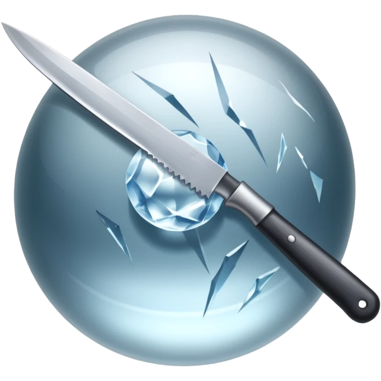 The knife is only visible from above, its tip showing from behind the ice ball. emoji