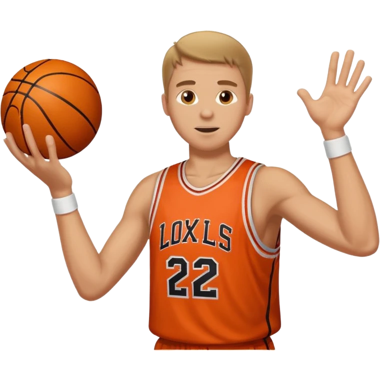 A white man with a basketball, doing a layup emoji
