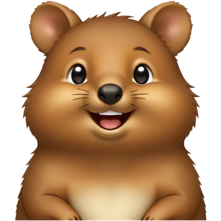 Cinematic Comical Quokka Portrait Emoji, Head tilted dramatically with an exaggeratedly amused expression, featuring a quirky, fluffy brown fur with a wide, playful grin and expressive eyes filled with humorous disbelief, Simplified yet hilariously expressive features, highly detailed, glowing with a slightly sassy glow, high shine, dramatic yet playful, stylized with an air of cheeky marsupial mischief, bright and endearing, soft glowing outline, capturing the essence of a spirited and over‐the‐top quokka, so meme‐worthy it feels like it could beam its way into internet fame instantly! emoji