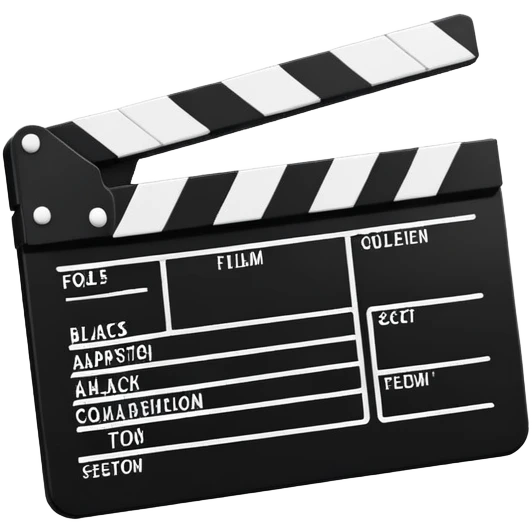 minimalist black and white film clapperboard, geometric shapes only emoji