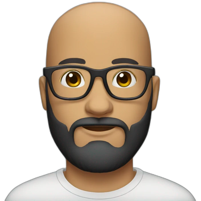 glasses black beard bald guy emoji