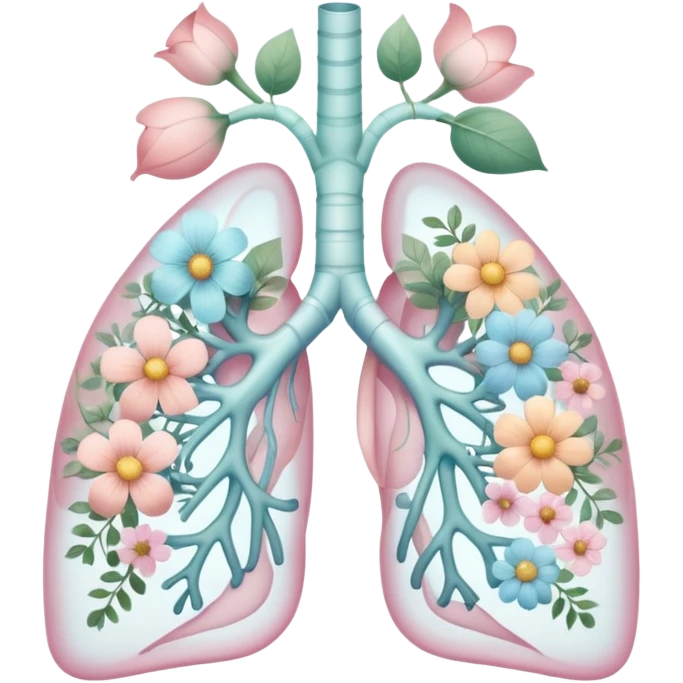 Pastel transparent anatomy lungs and flowers emoji