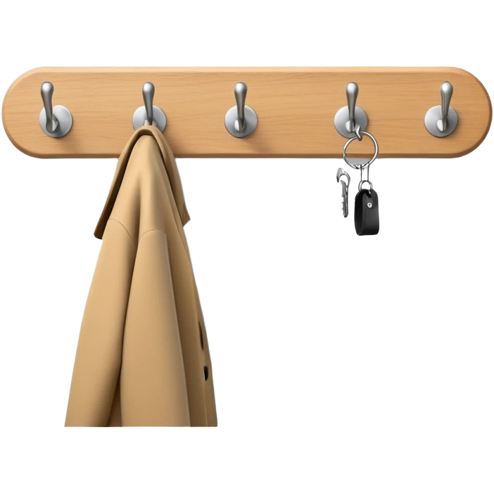 minimalist wall-mounted coat rack with clean lines and rounded hooks emoji