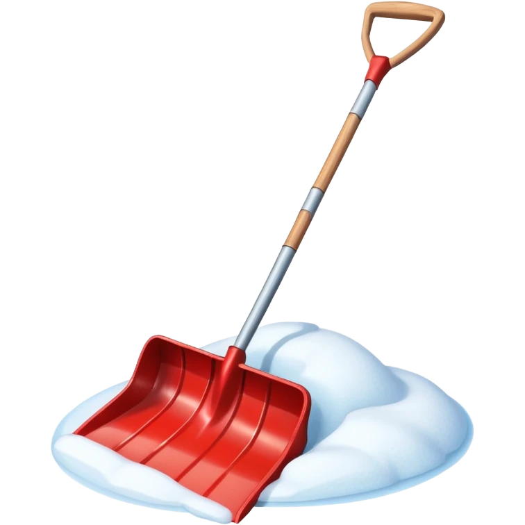 snow shovel object icon, metal snow shovel with wooden handle, winter equipment, glossy highlights, 3D cartoon, mobile game icon style, centered, clean background, no text, no watermark

 emoji
