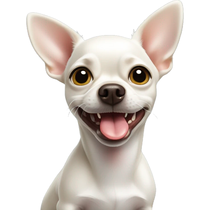 white chihuahua showing tongue emoji
