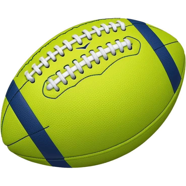 lime green colored american football with navy-blue stitching and gray stripes emoji