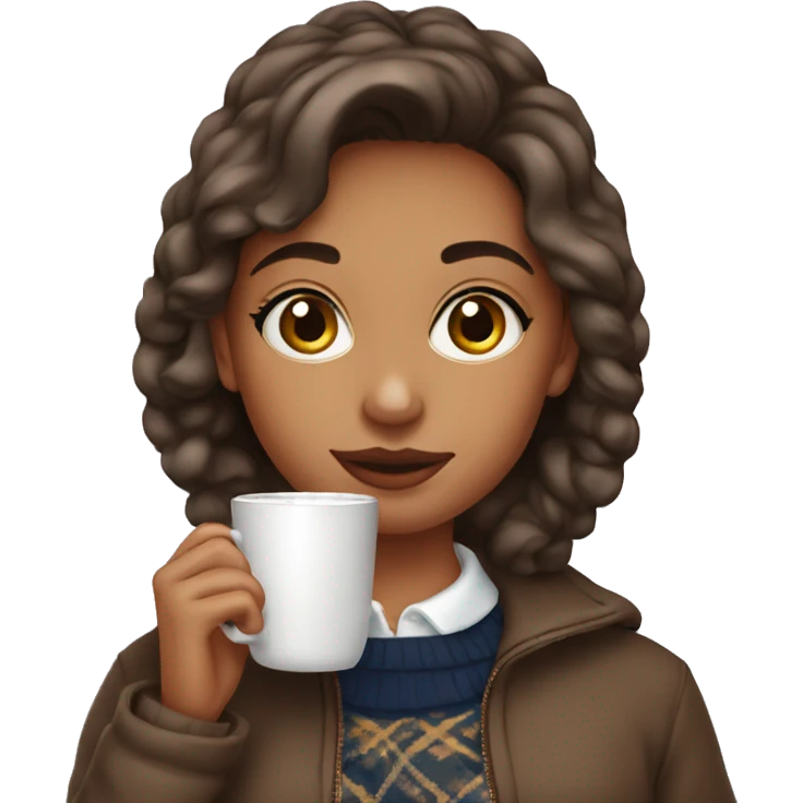 Preppy girl drinking hot coco emoji