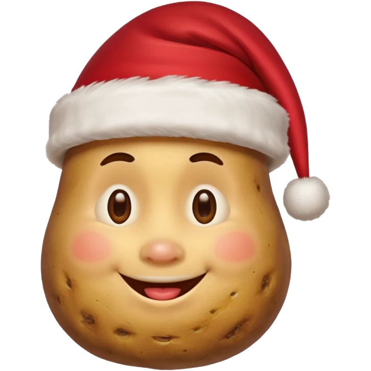 Potato with a face and a Santa Christmas hat on emoji