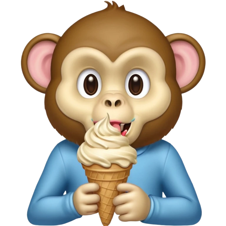a monkey with an ice cream cone coming out of its mouth emoji