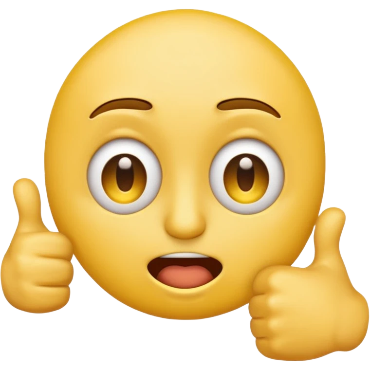 Original yellow Emoji face stressed out with one eye quivering half open and a thumbs up sticking out emoji