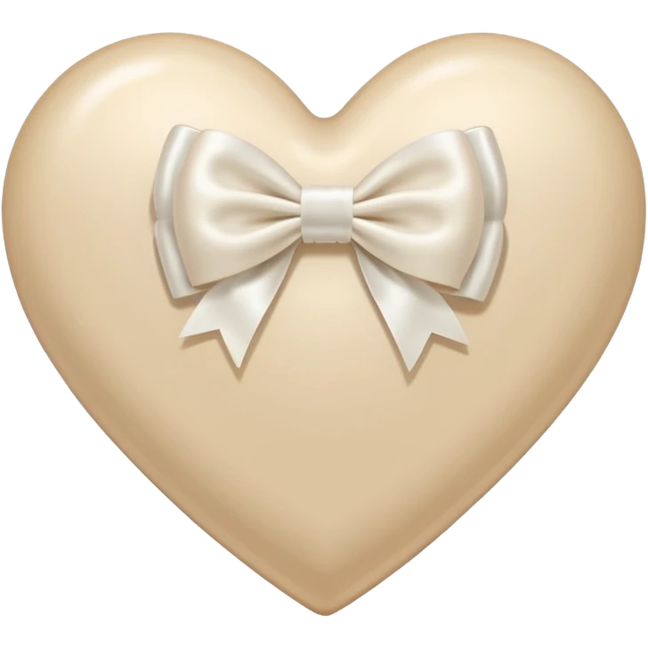 light beige heart with white bow emoji