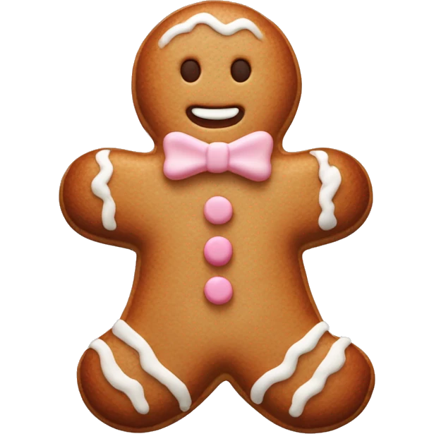 ginger bread man with pastel pink and white icing emoji