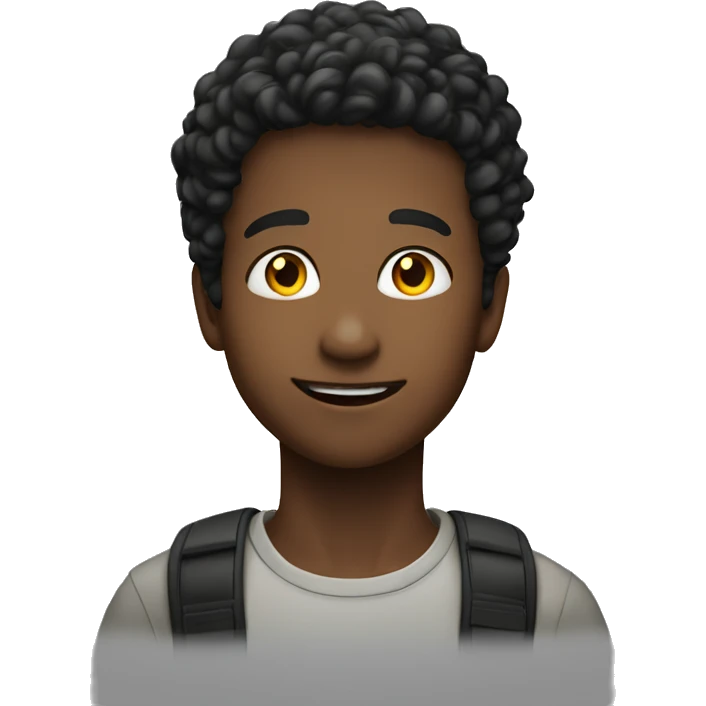 A young man is captured from a low angle in  emoji