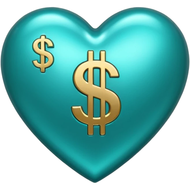 Teal heart with dollar signs emoji
