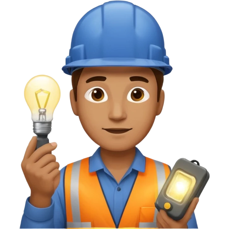 Am man Electricity power employer at work with a light emoji