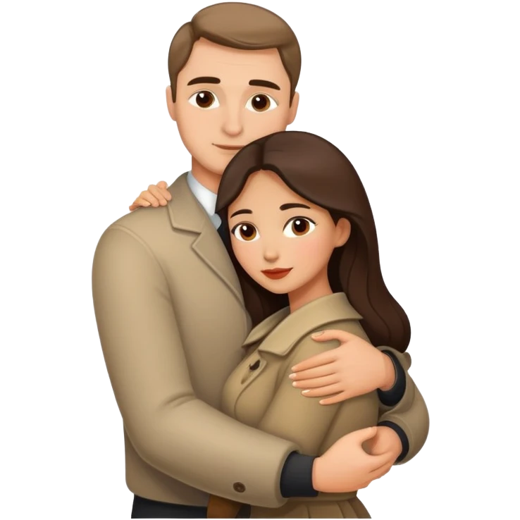 couple hug with warm Latina girl and russian man elegant emoji