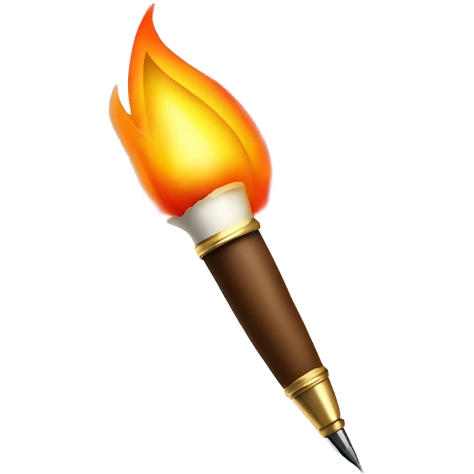 quill pen with tip on fire emoji