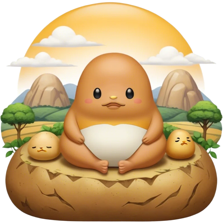 gudetama meditating potato landscape emoji