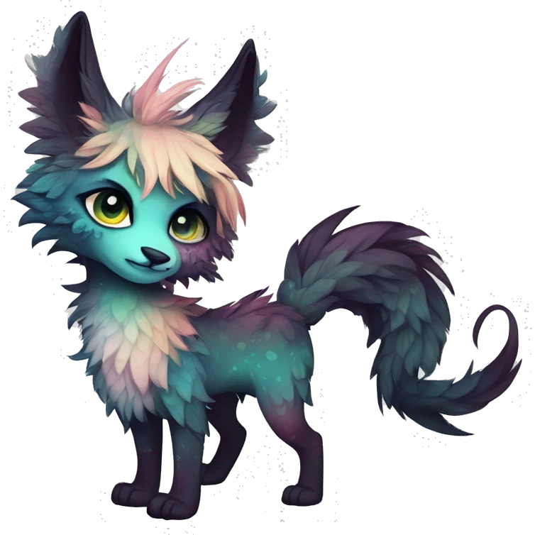 cute Kawaii edgy ethereal fantasy animal fursona Fionbri creature by griffsnuff & LiLaiRa & Falvie with exotic colors full body emoji