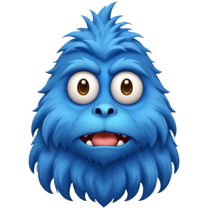 A skinny and lanky tall blue furry monster with a slightly triangular head put the top having a small curve going inward  emoji