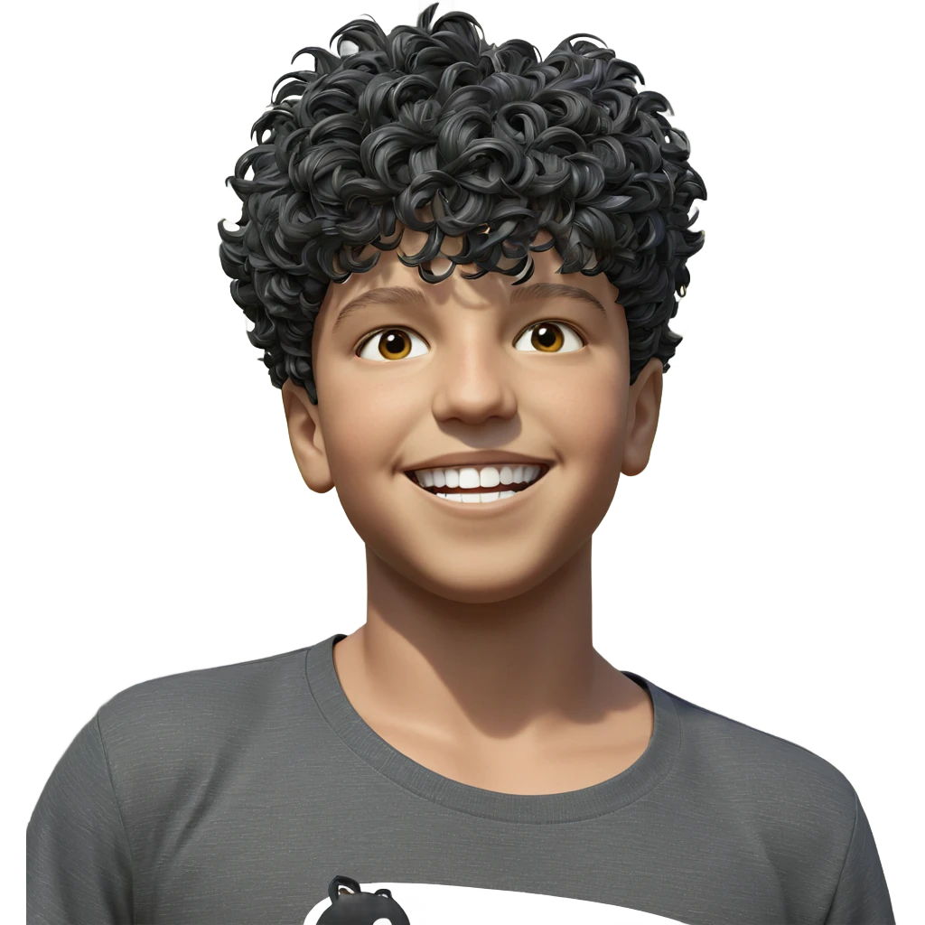 smiling boy outdoors by tree emoji