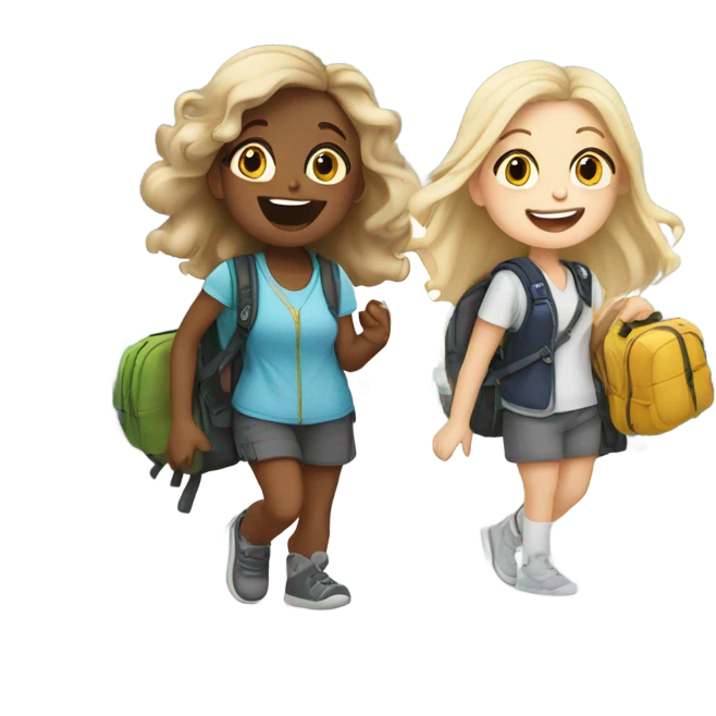 Three white girls at the airport  emoji