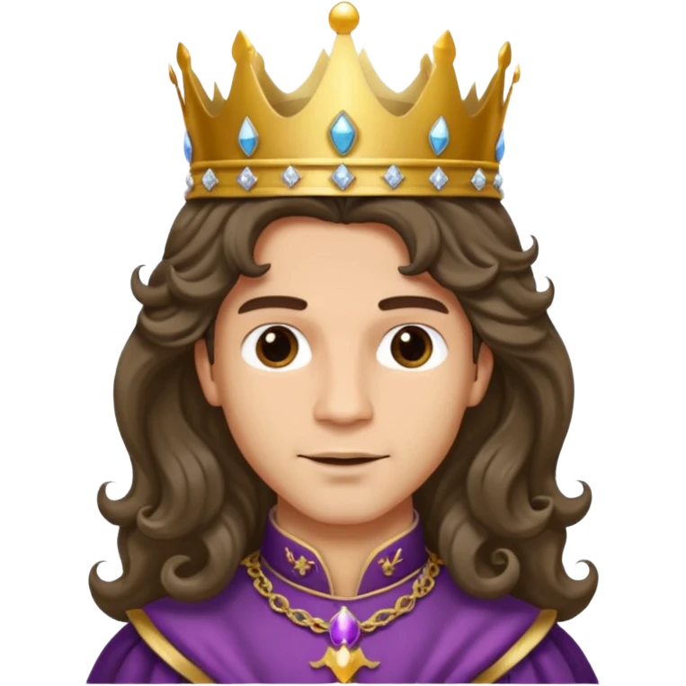 Princes with long glam curled hair, dark brown eyes, light skin tone.  emoji