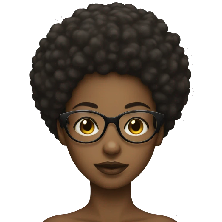 Black girl, Afro, glasses emoji