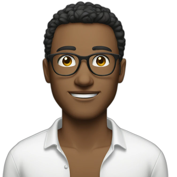 Skinny guy glasses bold white emoji