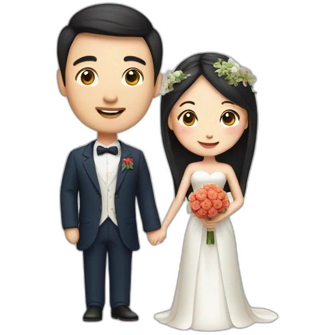 chinese woman and french men getting married emoji