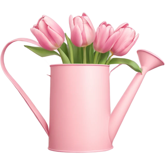 Tulips in pastel pink watering can  emoji