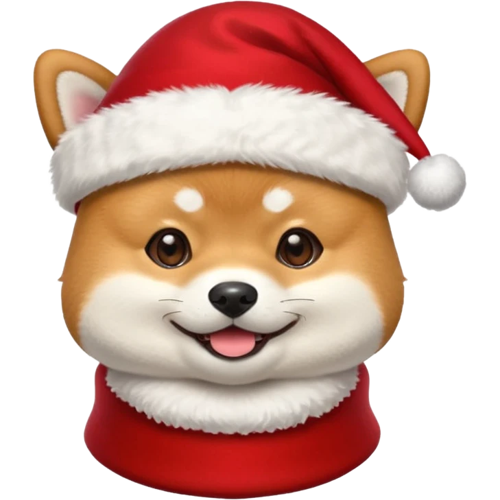 Shiba inu gif portant un chapeau de noel avec un pompon blanc qui bouge emoji