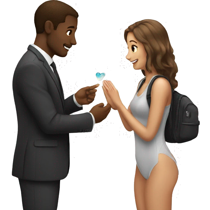 White man proposes to girl emoji
