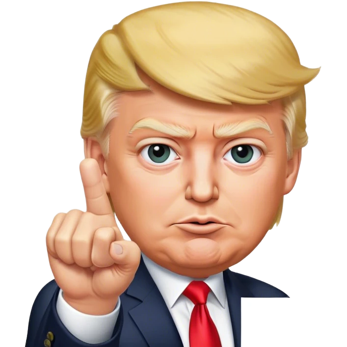 Super realistic Donald Trump pointing index finger up, realistic face emoji