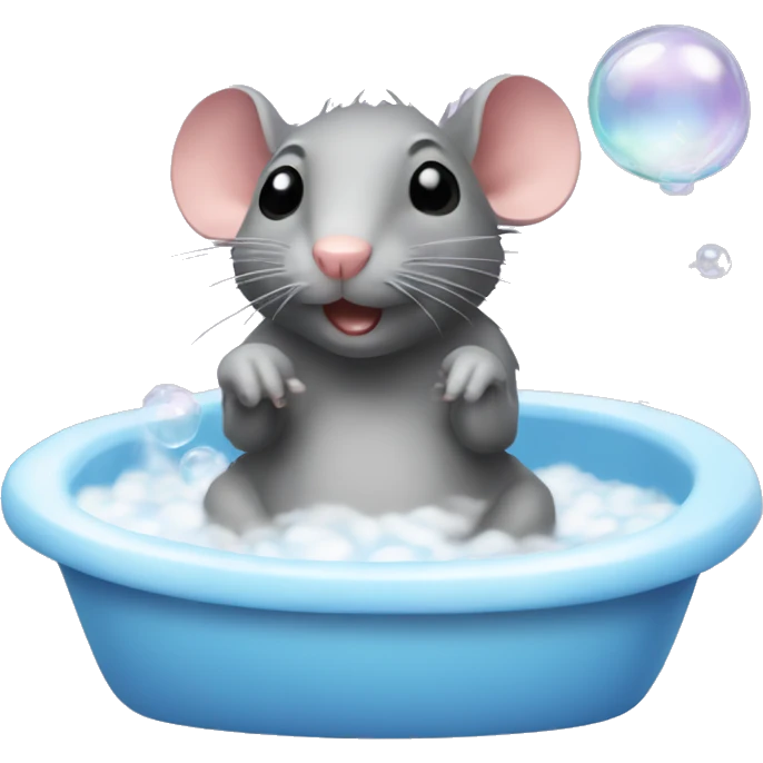 A rat taking a bubble bath emoji