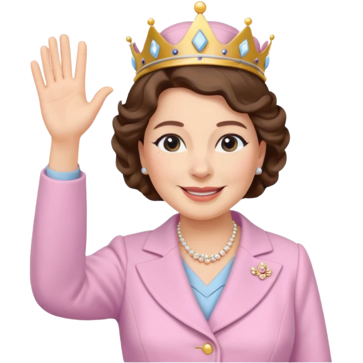 Queen Elizabeth waves in pastel clothes emoji