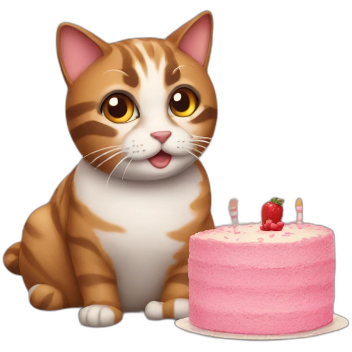 A cat with a cake emoji