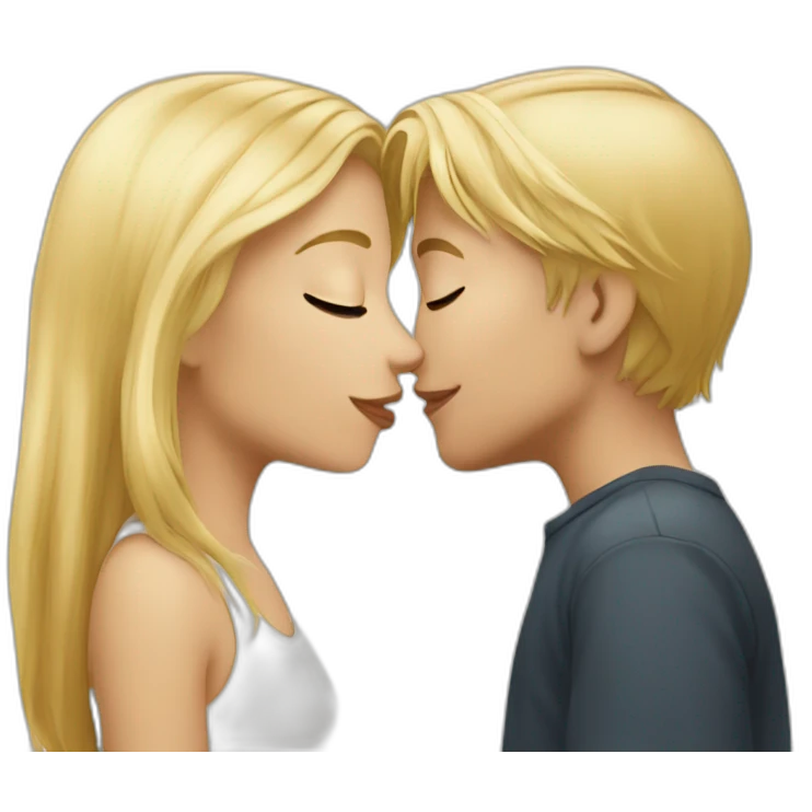 Boy blonde hair kissing girl emoji