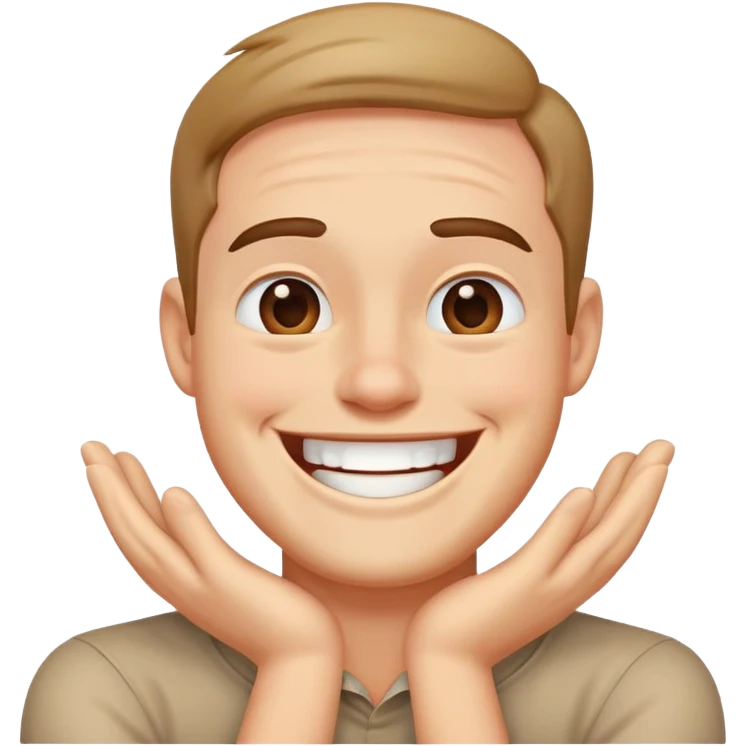 hands crossed around neck laughing guy emoji