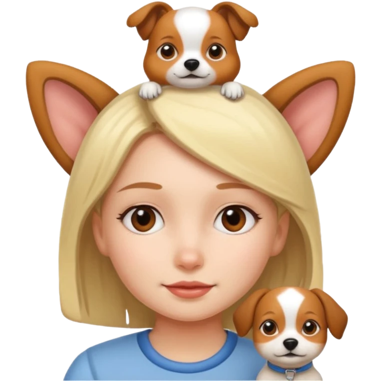 Girl with a dog on head emoji