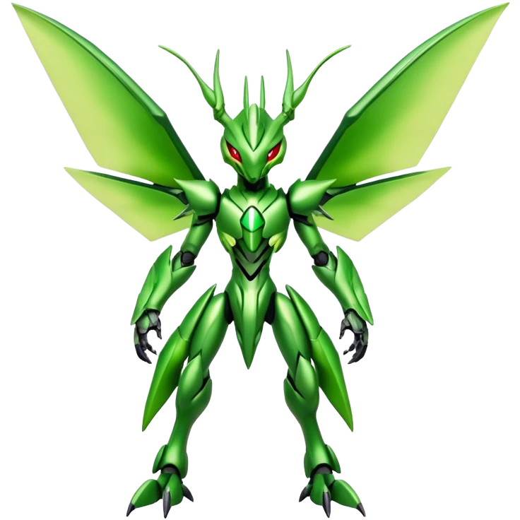 Colorful Cool Edgy Shiny Futuristic Ethereal Legendary Scizor-Scyther-Digimon-hybrid full body emoji