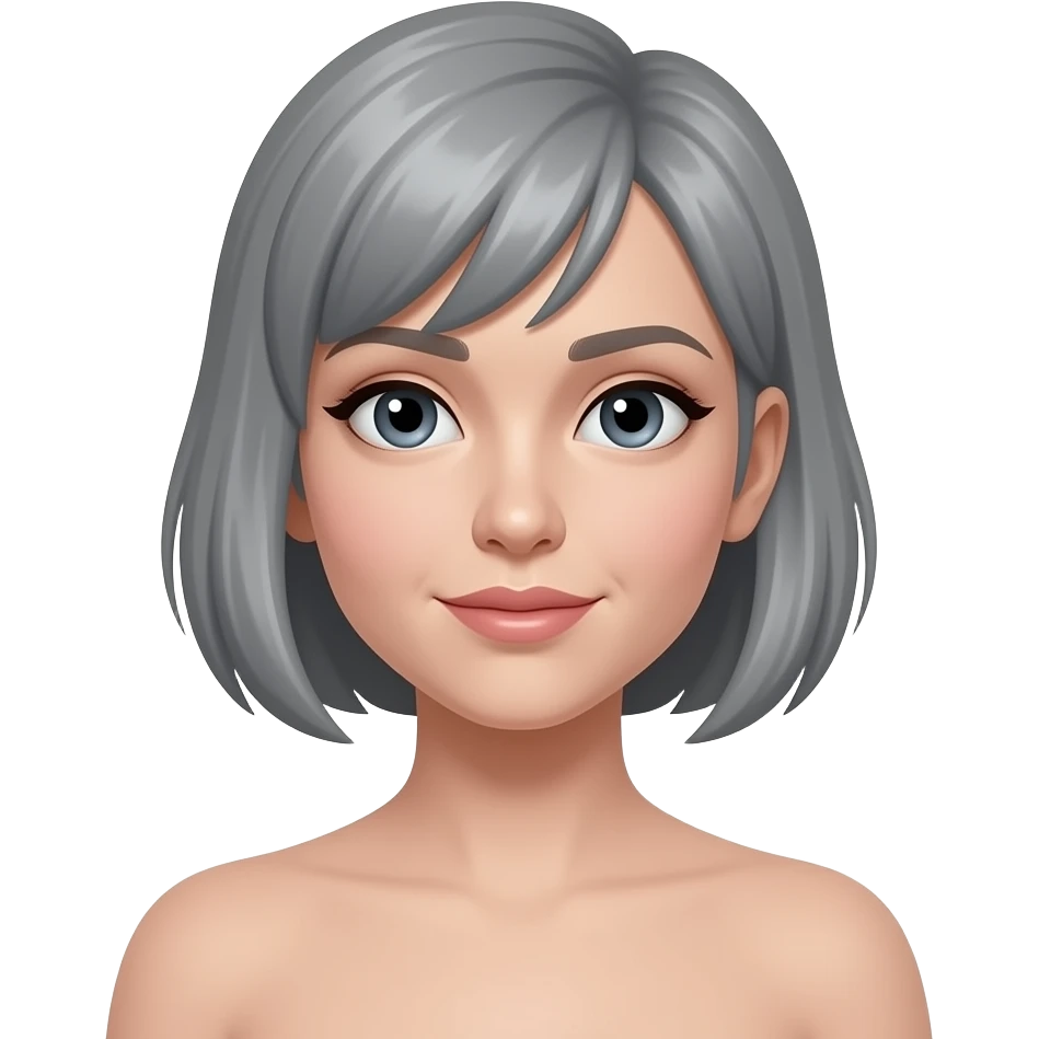 Grey very short hair woman with nude bottom emoji