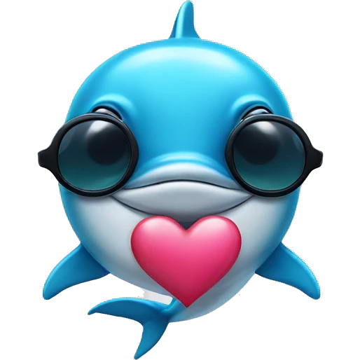 Dolphin with heart sunglasses emoji